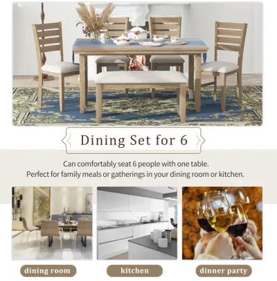 Merax 6 Pieces Rustic Wood Dining Set