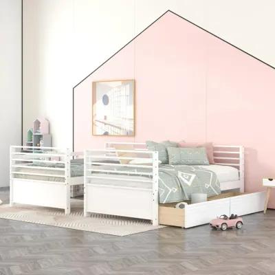 Merax Solid Wood Bunk Bed with Two Storage Drawers