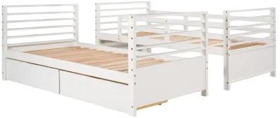 Merax Solid Wood Bunk Bed with Two Storage Drawers