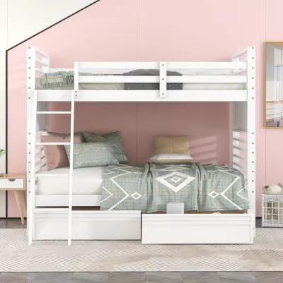 Merax Solid Wood Bunk Bed with Two Storage Drawers