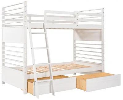 Merax Solid Wood Bunk Bed with Two Storage Drawers