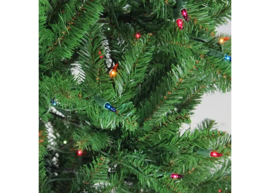 6.5' Pre-Lit Pencil River Fir Artificial Christmas Tree - Multicolor Lights