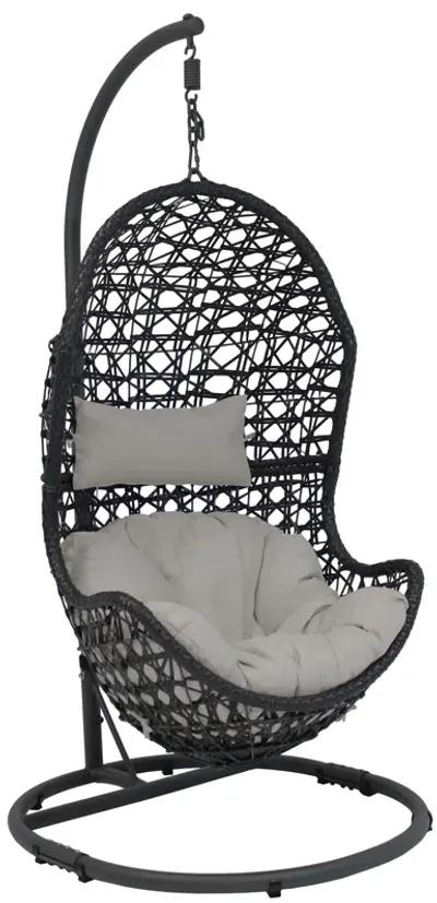 Sunnydaze Resin Wicker Basket Egg Chair with Steel Stand/Cushions