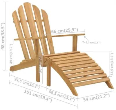 vidaXL Adirondack Chair with Footrest Solid Teak Wood