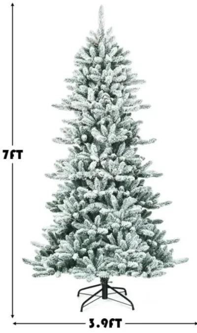 7 Feet Snow Flocked Slim Artificial Christmas Fir Tree