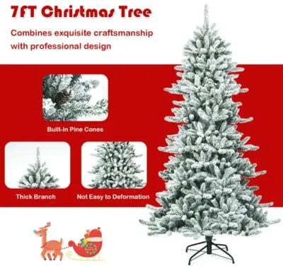 7 Feet Snow Flocked Slim Artificial Christmas Fir Tree