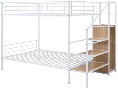 Merax Metal Bunk Bed with Lateral Storage Ladder