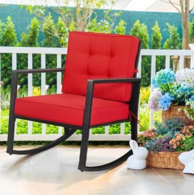 Hivvago Patio Rattan Rocker Outdoor Glider Rocking Chair Cushion Lawn