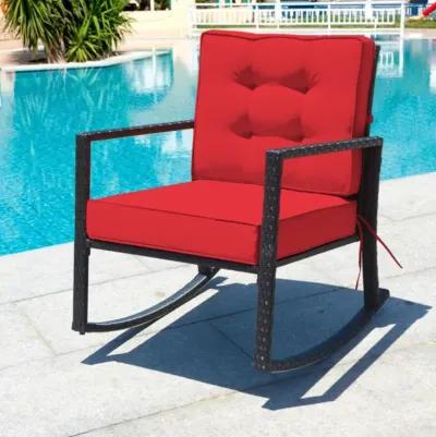 Hivvago Patio Rattan Rocker Outdoor Glider Rocking Chair Cushion Lawn