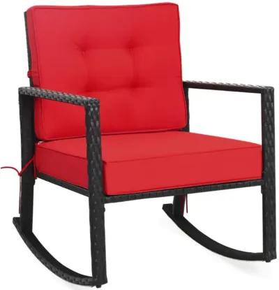 Hivvago Patio Rattan Rocker Outdoor Glider Rocking Chair Cushion Lawn