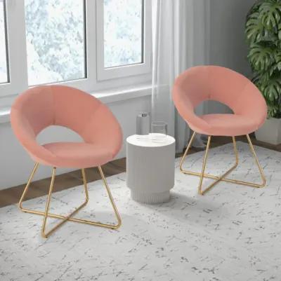 Hivvago Modern Velvet Accent Chair Vanity Chair with Metal Legs