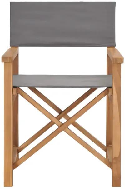 vidaXL Director's Chairs 2 pcs Solid Teak Wood Gray