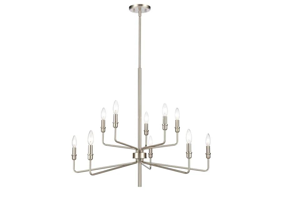 Saginaw 34'' Wide 10-Light Silver Chandelier