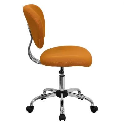 Beverly Mid-Back White Mesh Padded Swivel Task Office Chair with Chrome Base