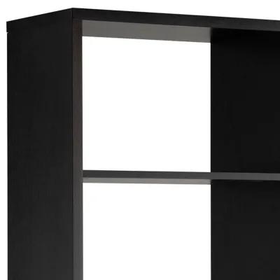 69 Inch Modern Display Cabinet with 7 Multilevel Shelves, 3 Doors, Black - Benzara