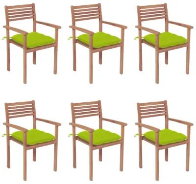 vidaXL Stackable Garden Chairs with Cushions 6 pcs Solid Teak Wood