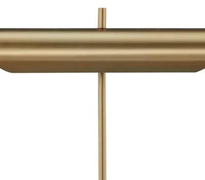 Leon 20 Inch Desk Lamp, Round Base, USB Port, Gold Metal, White Marble - Benzara