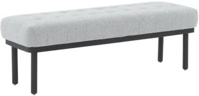 Belen Kox Graceful Boucle Midcentury Bench, Belen Kox