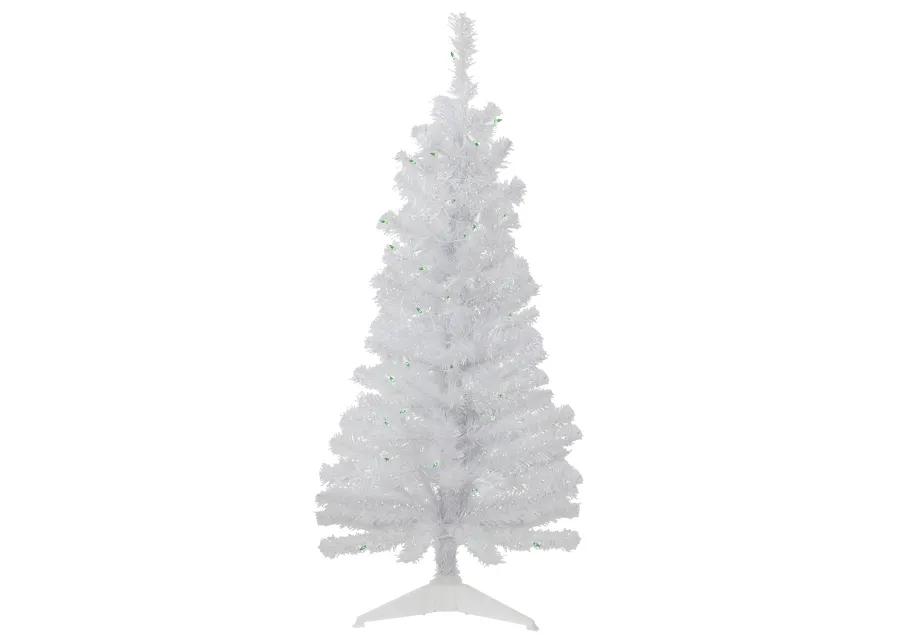 4' Pre-lit Rockport White Pine Artificial Christmas Tree  Green Lights