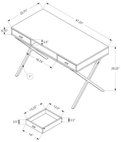 Monarch Specialties I 7449 Computer Desk, Home Office, Laptop, Storage Drawers, 48"L, Work, Metal, Laminate, Beige, Black, Contemporary, Modern