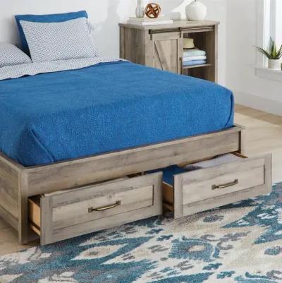 Hivvago Queen Farmhome Platform Bed with Storage Drawers in Grey Wood Finish