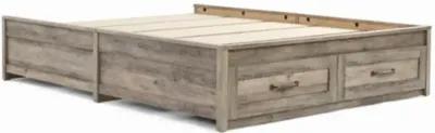 Hivvago Queen Farmhome Platform Bed with Storage Drawers in Grey Wood Finish