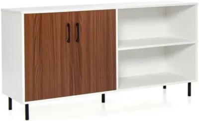 Hivvago Modern Buffet Sideboard with 2 Doors and Open Compartments-Walnut