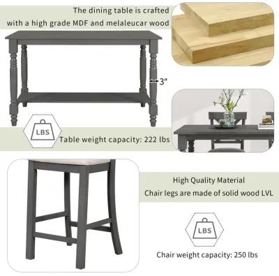 Merax 6-Piece Counter Height Dining Table Set Table with Shelf 4 Chairs and Bench for Dining Room