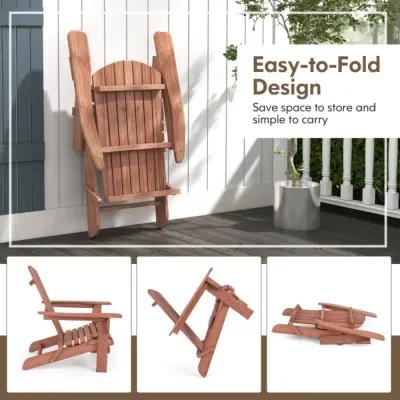 Hivvago 1 Piece Folding Adirondack Chair with High Backrest and Wide Armrests