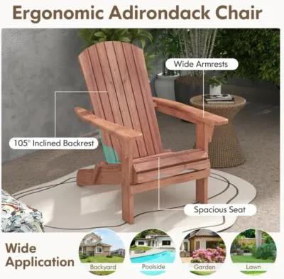 Hivvago 1 Piece Folding Adirondack Chair with High Backrest and Wide Armrests