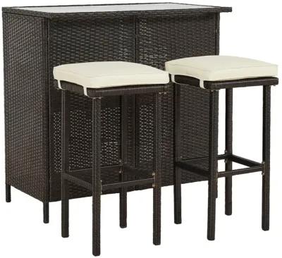 3pc Bar and Stools Outdoor Patio Set - 5.5' - Cream and Brown