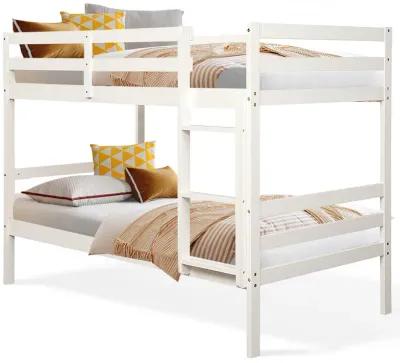 Twin Size Sturdy Wooden Bunk Beds with Ladder and Safety Rail