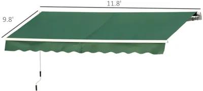 Green Patio Shield: 12x10 Manual Retractable Awning