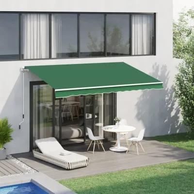 Green Patio Shield: 12x10 Manual Retractable Awning