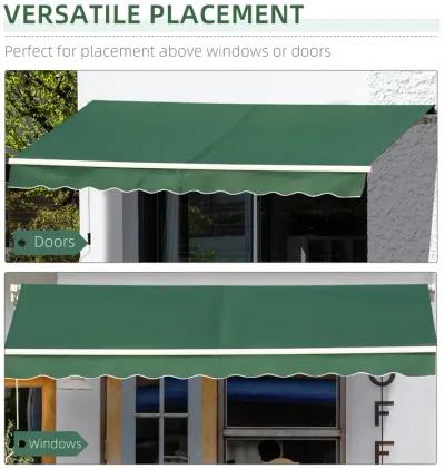 Green Patio Shield: 12x10 Manual Retractable Awning