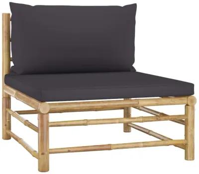 vidaXL 4 Piece Garden Lounge Set with Dark Gray Cushions Bamboo