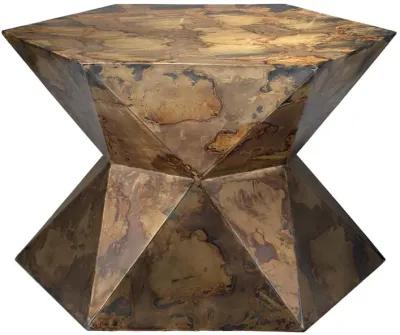 24" Black Brown and Beige Contemporary Metallic Large Crown Side Table