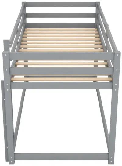 Twin over Twin Floor Bunk Bed with Ladder