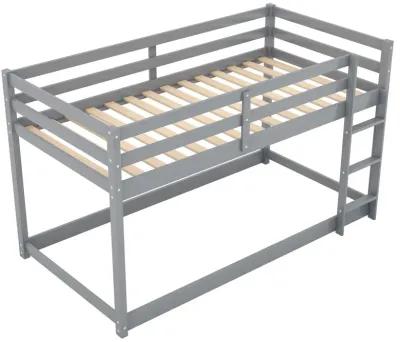 Twin over Twin Floor Bunk Bed with Ladder