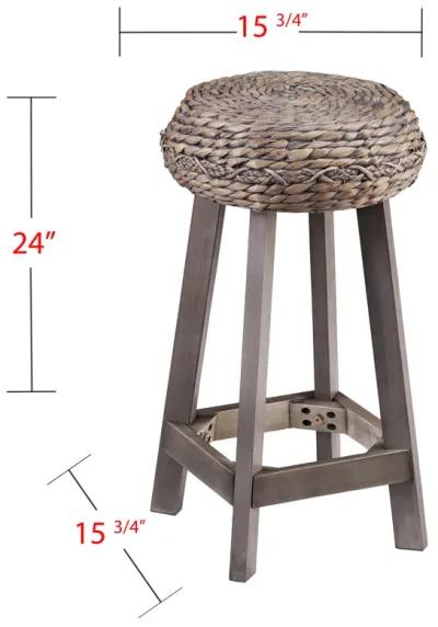 Rutina Backless Round Water Hyacinth 24" Stools 2pc Set