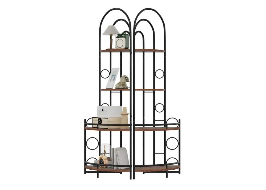 4-Tier Corner Bookshelf, Modern Style, Plant Stand With Metal Frame