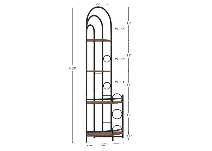 4-Tier Corner Bookshelf, Modern Style, Plant Stand With Metal Frame