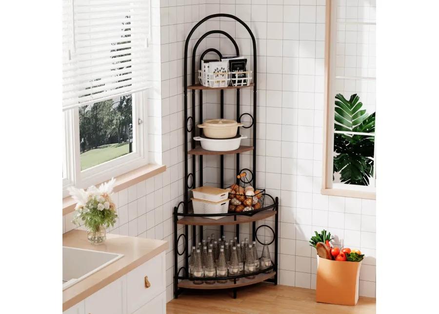 4-Tier Corner Bookshelf, Modern Style, Plant Stand With Metal Frame