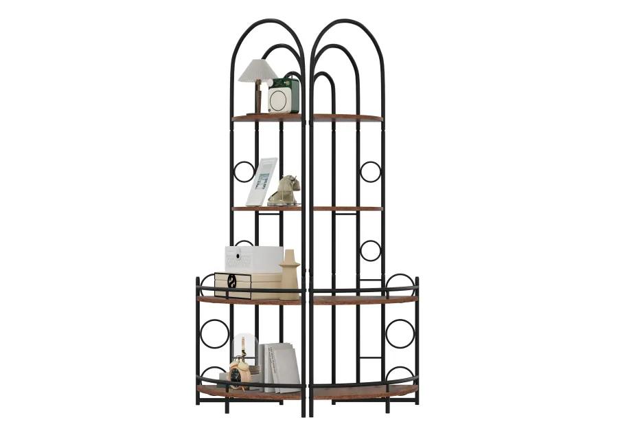 4-Tier Corner Bookshelf, Modern Style, Plant Stand With Metal Frame