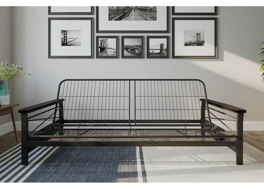 Natalie Metal Futon Frame with Wood Armrests