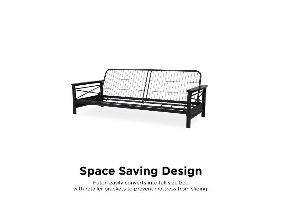 Natalie Metal Futon Frame with Wood Armrests