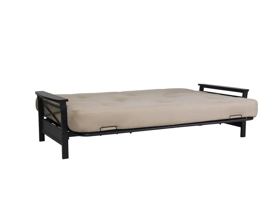 Natalie Metal Futon Frame with Wood Armrests