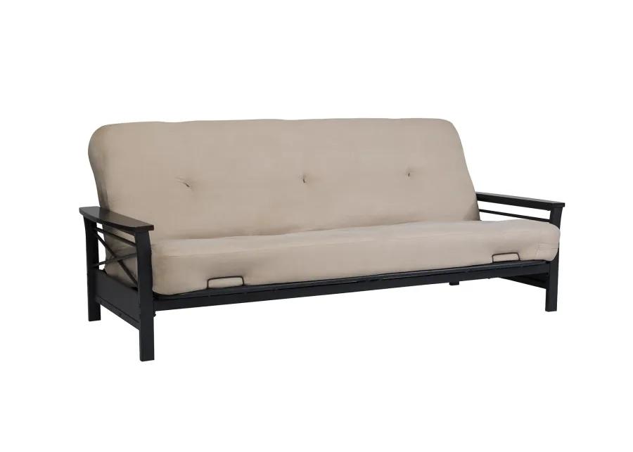 Natalie Metal Futon Frame with Wood Armrests