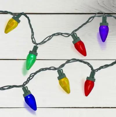 50 Multi-Color LED C7 Mini Christmas Lights  20.25 ft Green Wire