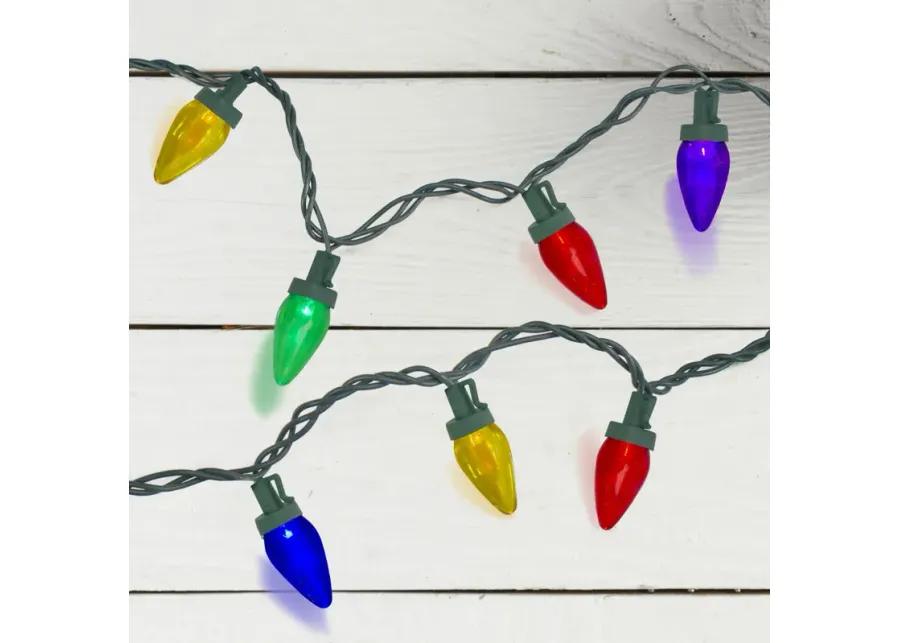 50 Multi-Color LED C7 Mini Christmas Lights  20.25 ft Green Wire